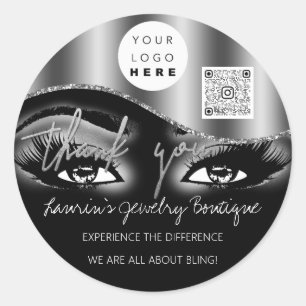 Adesivo Obrigado Logotipo Qr Makeup Code Extensão Lash Pre