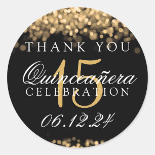 Adesivo Obrigado luzes do ouro da festa de aniversário de