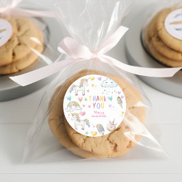 Adesivo Obrigado mágico de unicórnio do Pastel arco-íris, 