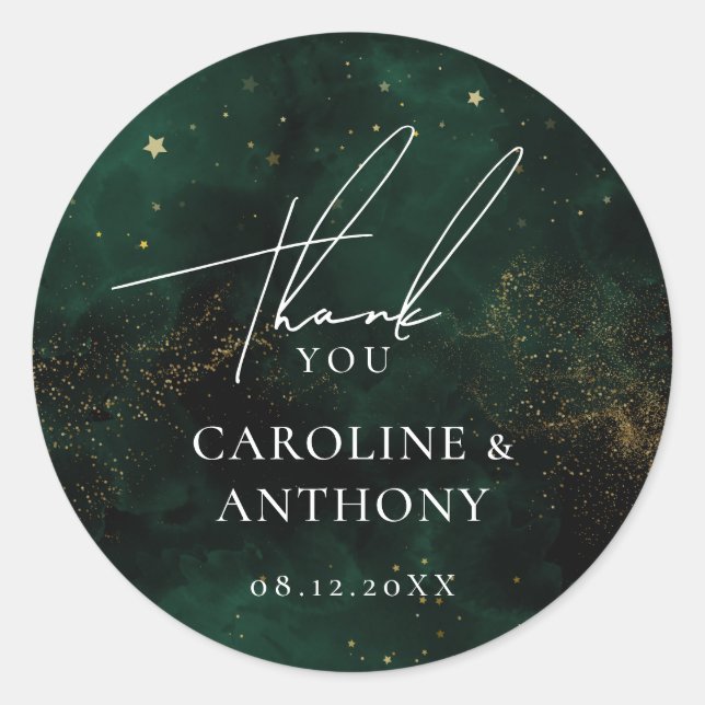 Adesivo Obrigado Magico Ouro Verde Esmeralda Escuro (Frente)