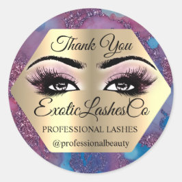 Adesivo Obrigado Makeez Olhos Azuis Marble Rosa