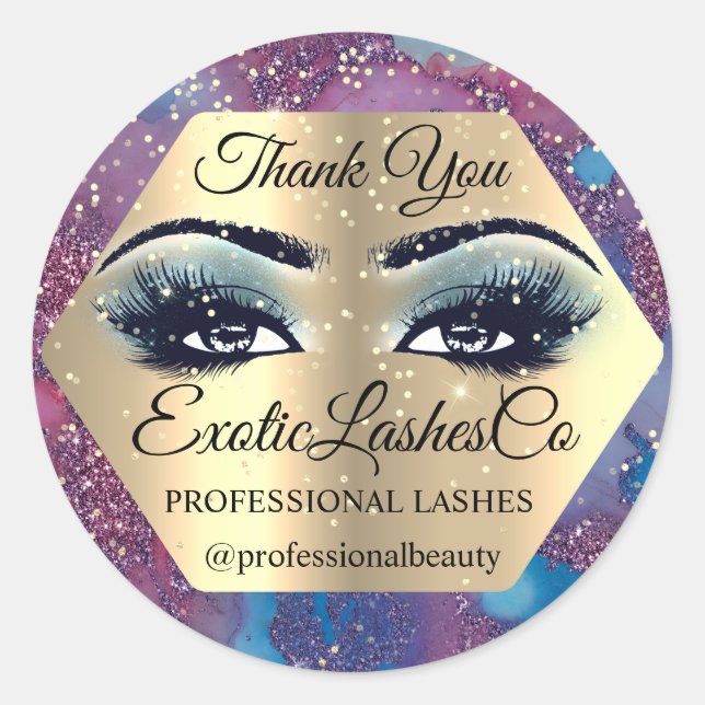 Adesivo Obrigado Makeup Artist Eyes Blue Rosa (Frente)