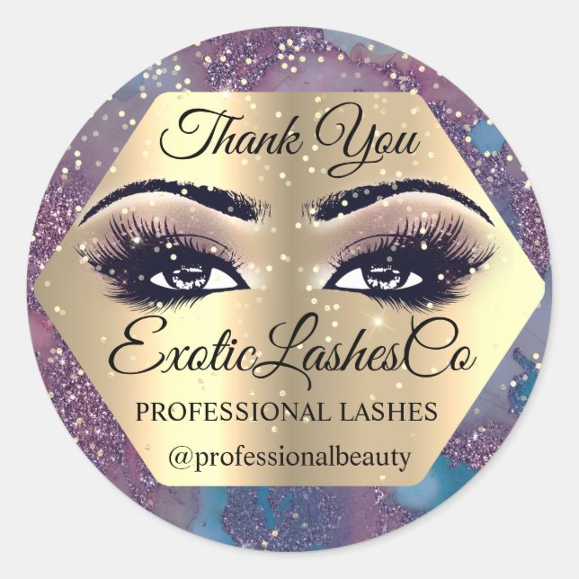 Adesivo Obrigado Makeup Artist Eyes Blue Rosa LASHES (Frente)