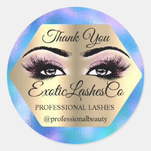 Adesivo Obrigado Makeup Artist Olhos Azuis Rosa