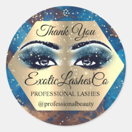 Adesivo Obrigado Makeup Artista Dourado LASHES Blue