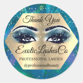 Adesivo Obrigado Makeup Artista Dourado LASHES Blue