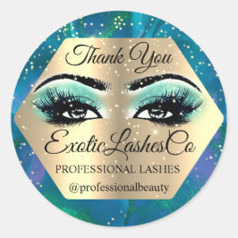Adesivo Obrigado Makeup Artista Dourado LASHES Blue Teal