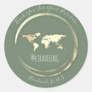Adesivo Obrigado Menção Mundo Dourado Mapa Viajando Globo