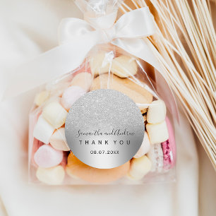 Adesivo Obrigado metálico da folha do ombre de prata do