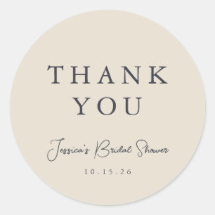 Adesivo Obrigado Minimal Calligraphy Ivory Bridal Shower