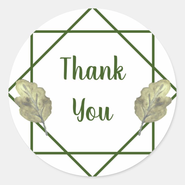 Adesivo Obrigado Modern Geométrico Watercolor Foliage (Frente)