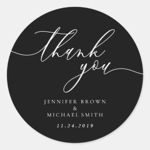 Adesivo Obrigado modernista Simples Limpo de Script Negro