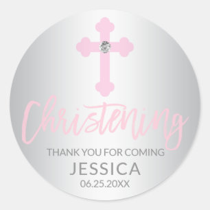Adesivo Obrigado moderno da menina do batismo da cruz do