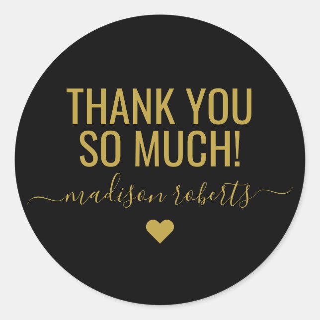 Adesivo Obrigado moderno, você é muito dourado preto (Frente)