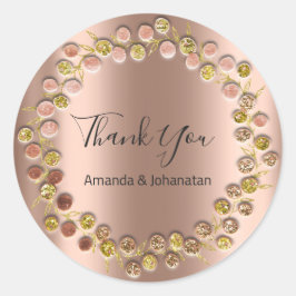 Adesivo Obrigado Monograma Dourado Nome do Rosa Data