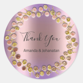 Adesivo Obrigado Monograma Dourado Nome Rosa Purple