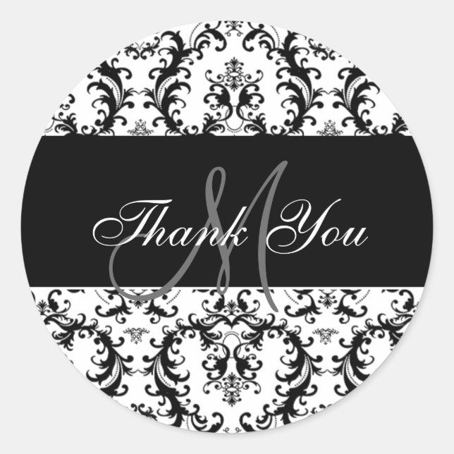 Adesivo Obrigado Monograma Paisley Wedding (Frente)