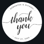 Adesivo Obrigado Na moda Calliografia Script Casamento<br><div class="desc">Obrigado Na moda Calliografia Script Clássico De Casamento</div>