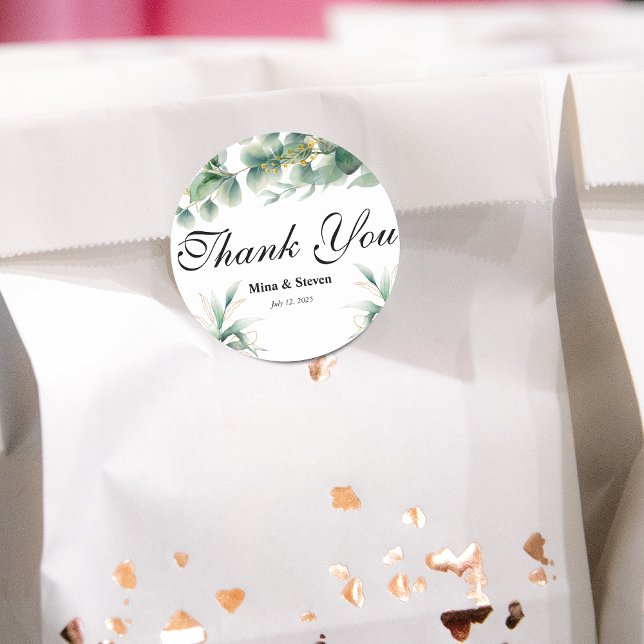 Adesivo Obrigado natural de eucalipto verde (Criador carregado)