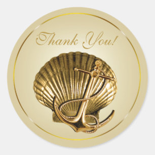 Adesivo Obrigado náutico ancorado do Seashell você ecru