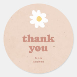 Adesivo Obrigado Neutro Daisies Baby Shower Retro