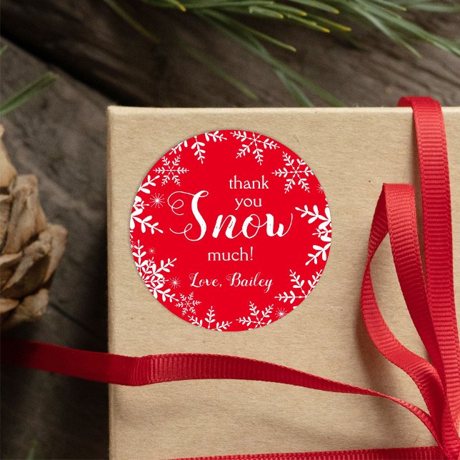 Adesivo Obrigado Neve Muito Flocos De Neve De Inverno Verm (Criador carregado)