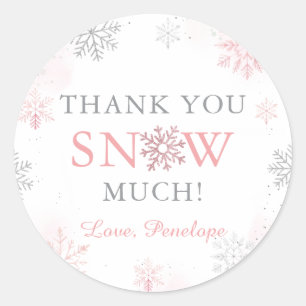 Adesivo Obrigado Neve Muito Inverno Onederland Prata Rosa
