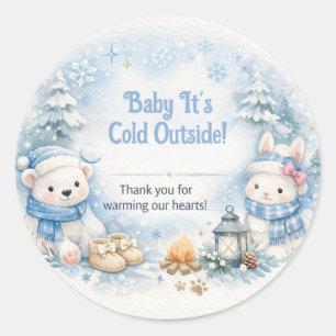 Adesivo Obrigado no Chá de Bebê   Cartão do Urso Polar de 