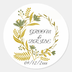 Adesivo Obrigado noiva & noivo Floral Dourado