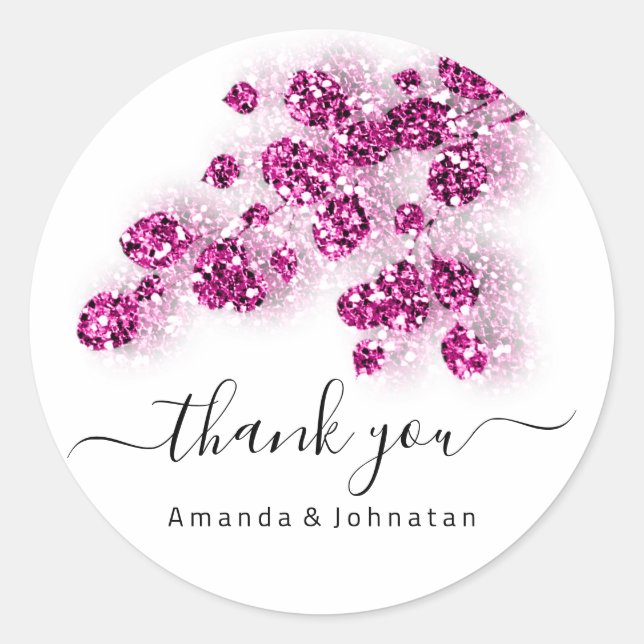 Adesivo Obrigado Noiva Sweet16th Floral Brilho Branco (Frente)