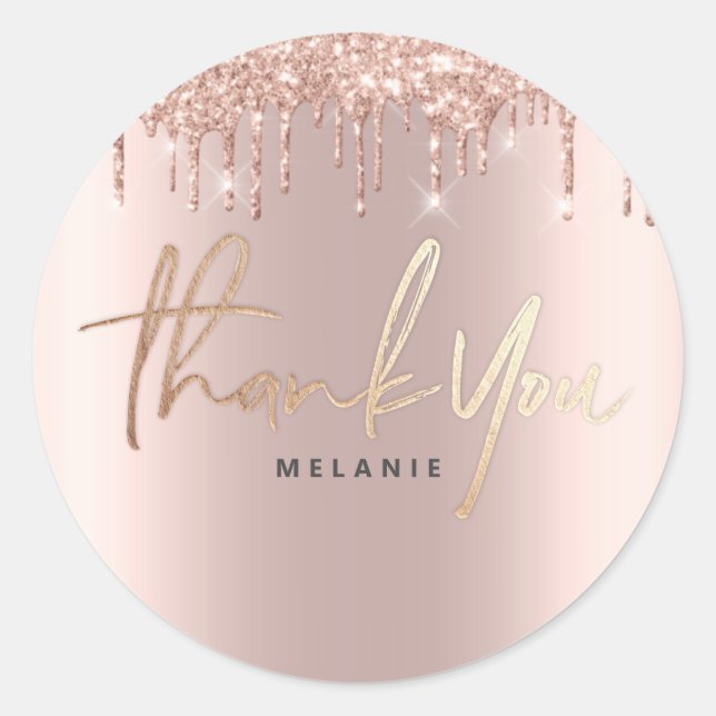 Adesivo Obrigado Nome 16º Bridal Rosa Glitter Spark (Frente)