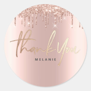 Adesivo Obrigado Nome 16º Bridal Rosa Glitter Spark