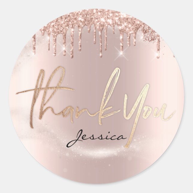 Adesivo Obrigado Nome 16º Bridal Rosa Glitter Spark (Frente)