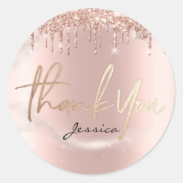 Adesivo Obrigado Nome 16º Bridal Rosa Glitter Spark