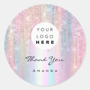 Adesivo Obrigado Nome 16º Bridal Rosa QrCode Holographic