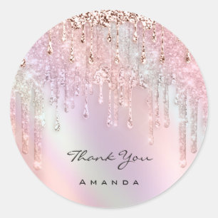 Adesivo Obrigado Nome 16º Bridal Rosa Rosa Holographic