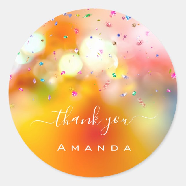 Adesivo Obrigado Nome 16º Bride Unicorn Crystals Rainbow (Frente)