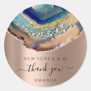 Adesivo Obrigado Nome 16º Brilhante Rosa Azul Dourado