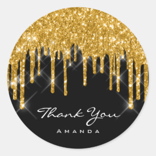 Adesivo Obrigado Nome 16º Chá de Noiva Dourado Preto