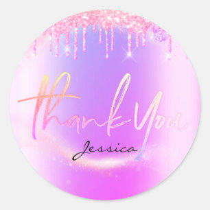 Adesivo Obrigado Nome 16º Glitter Púrpura Bridal Rosa