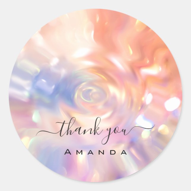 Adesivo Obrigado Nome 16º Hológrafo Bridal Rosa Bridal (Frente)