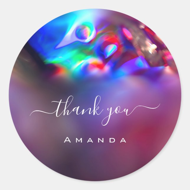 Adesivo Obrigado Nome 16º Hológrafo Chá de panela Roxo (Frente)