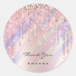 Adesivo Obrigado Nome 16º Hológrafo de Rosa de Roxo de Bri