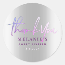 Adesivo Obrigado Nome 16º Noiva Roxo Prata