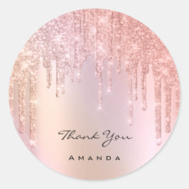 Adesivo Obrigado Nome 16º Rosa de Bridal Glitter Ombre