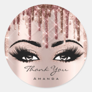 Adesivo Obrigado Nome 16º Rosa de noiva Eyelash gotas 3D