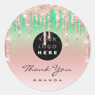 Adesivo Obrigado Nome Artista Makeup Logotipo Glitter Rosa