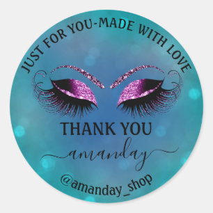 Adesivo Obrigado Nome Boutique Eyelash Comprar Marinho Ros