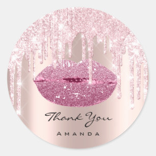 Adesivo Obrigado Nome Bridal Rosa Rosa Doce 16 Lábios Bei