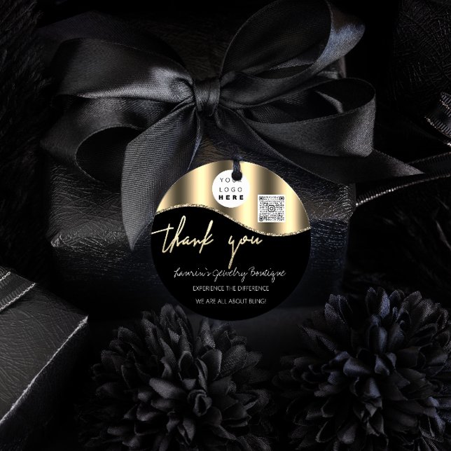 Adesivo Obrigado Nome Comercial Logotipo Qr Ouro Código Pr (Criador carregado)